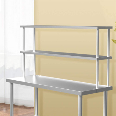 1220 x 610mm Stainless Steel Bench  + Double Tier Overshelf